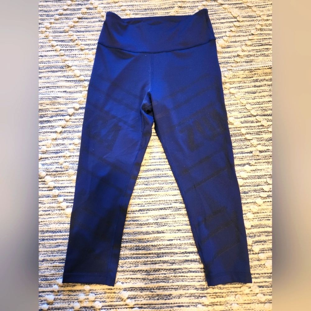 Zumba Wear Blueish purplish with black spark Zumba letters capri. Large